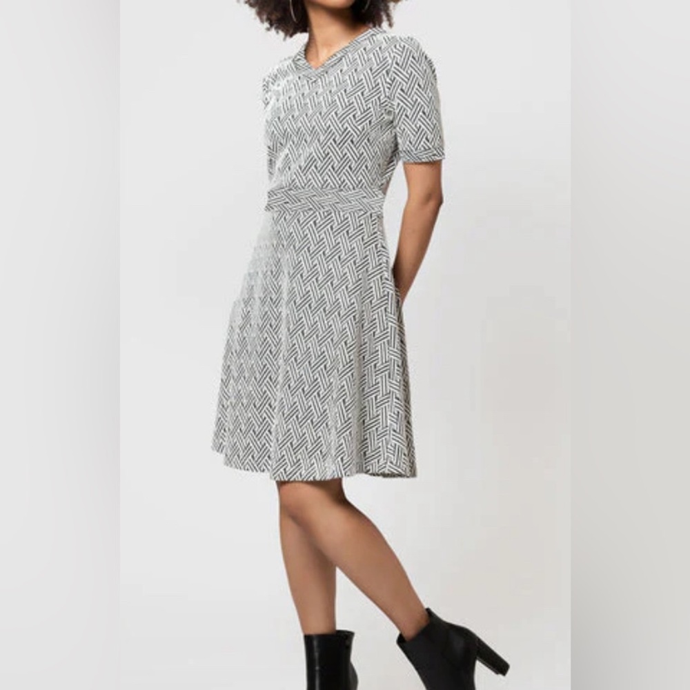 New! Leota Leota Women's Lindsey In Ribbon Jacquard Dress Gray size small